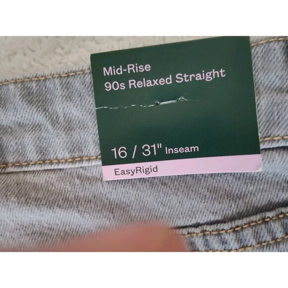 Wild Fable Gray Mid Rise 90s Relaxed Straight EasyRigid Jeans 16 NWT - Picture 6 of 9